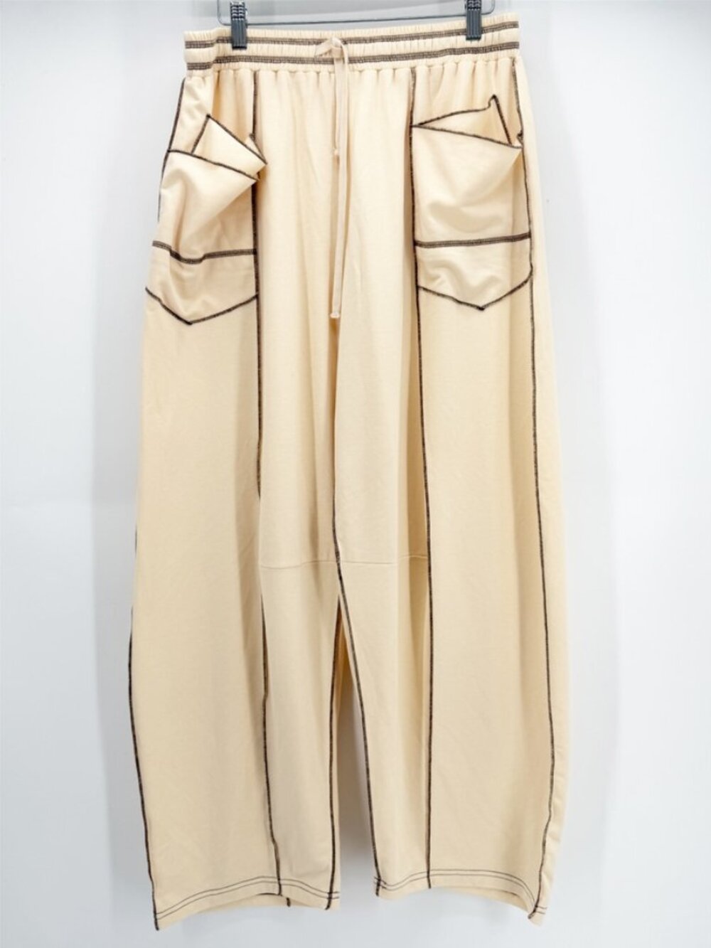 Cherie Code High-Rise Wide Leg Barrel Pant Beige XL - Picture 2 of 7